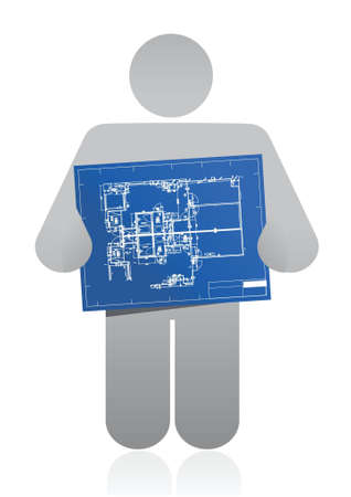 icon holding a blueprint illustration design over a white backgroundのイラスト素材