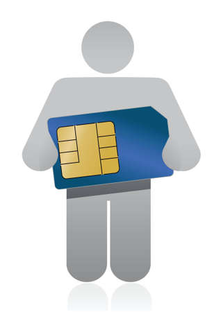 icon holding a sim card illustration design over a white backgroundのイラスト素材