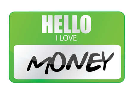 hello i love money tag illustration design over whiteのイラスト素材