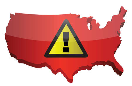 US map and warning sign illustration designのイラスト素材