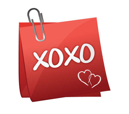 xoxo written on a post it illustration designのイラスト素材