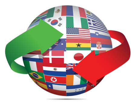 flag globe and arrows illustration design over whiteのイラスト素材