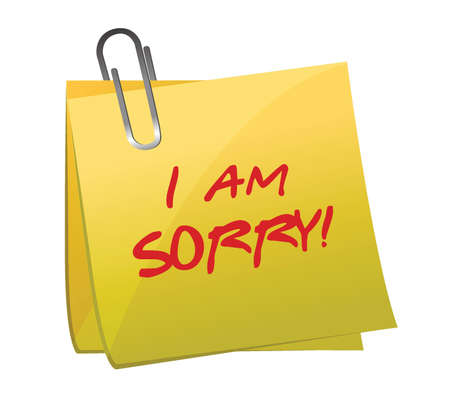 I am sorry message on a post it illustration designのイラスト素材