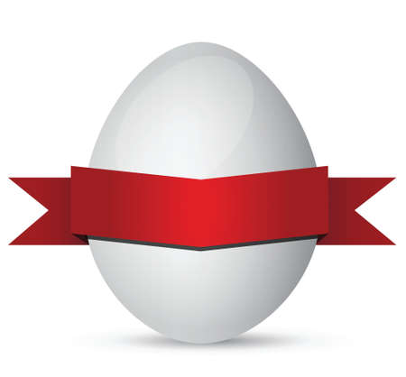 white Easter eggs with red ribbon on whiteのイラスト素材