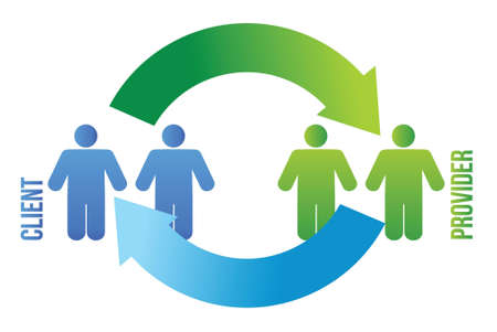 client and provider cycle illustration design over whiteのイラスト素材