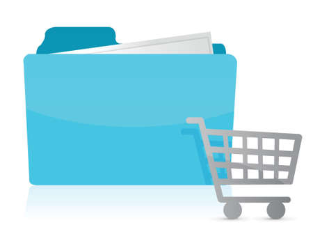 folder with shopping cart Icon illustration design over whiteのイラスト素材
