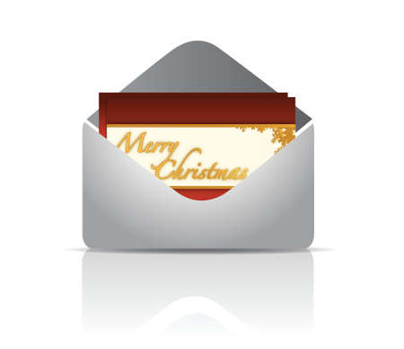 Envelope and red card merry christmas illustration design over whiteのイラスト素材