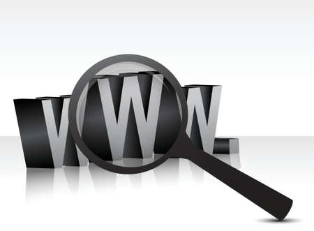 WWW over white background with a magnifier illustration designのイラスト素材
