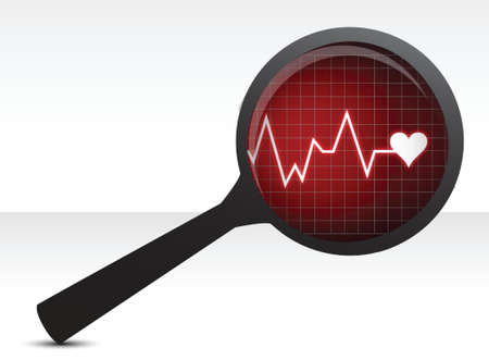 Heart checkup, magnifying glass illustration design over whiteのイラスト素材