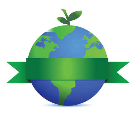 green fruit like earth with leaves illustration design over whiteのイラスト素材