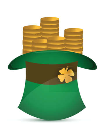 Leprechaun hat filled with gold coins illustration designのイラスト素材