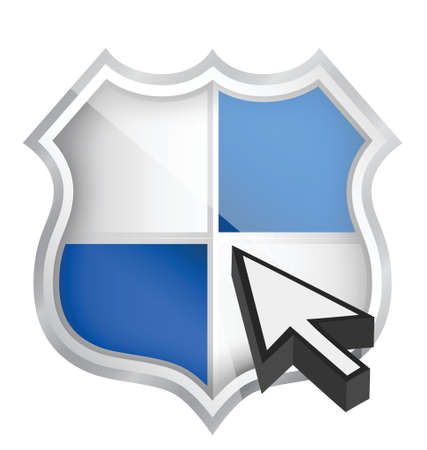 shield icon and cursor illustration design over whiteのイラスト素材