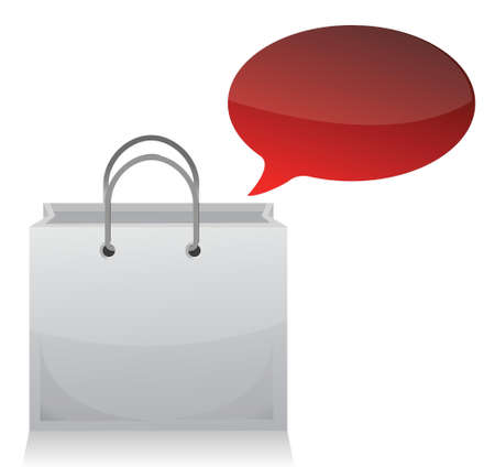 shopping bag and blank bubble illustration design over whiteのイラスト素材