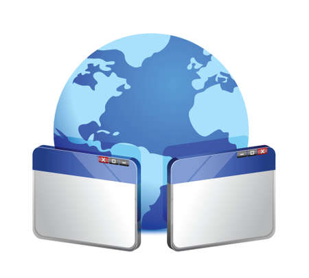 browser windows with globe illustration design over whiteのイラスト素材
