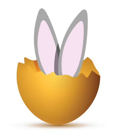 Bunny jumping out from broken egg illustration designのイラスト素材
