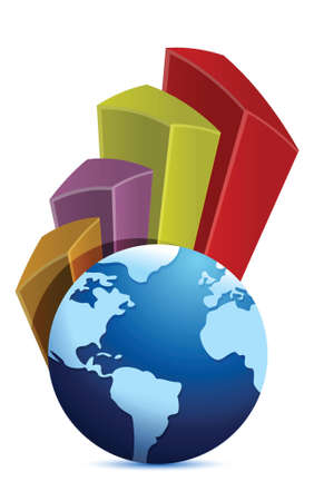 globe and curve business graph illustration design over whiteのイラスト素材