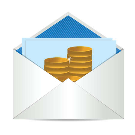coins Envelope with paper card illustration design over whiteのイラスト素材