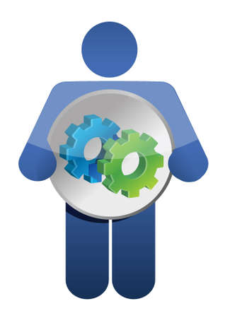 Person with gear Illustration design over a white backgroundのイラスト素材