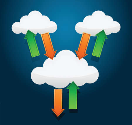 Cloud computing communication diagram illustration design over whiteのイラスト素材
