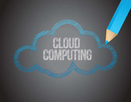 cloud computing white text over black board illustration designのイラスト素材