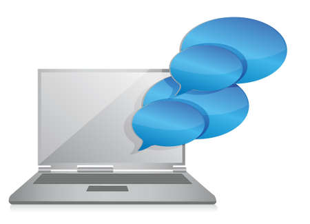 laptop computer electronic with chat messages illustration over a white backgroundのイラスト素材