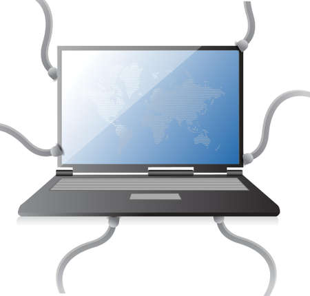 laptop network connections over a white background designのイラスト素材