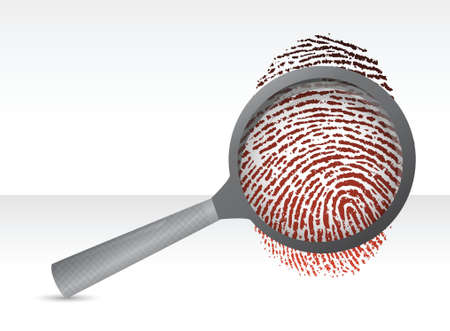 Detectives magnifier with fingerprint illustration design over whiteのイラスト素材