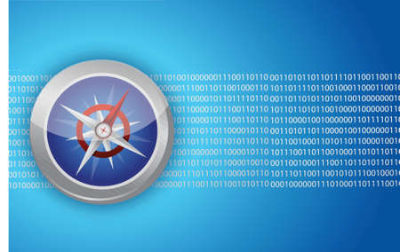 compass internet network guidance illustration binary backgroundのイラスト素材