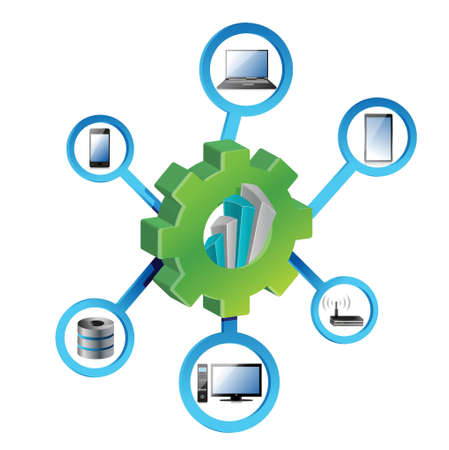 industrial gears electronic network Concept illustration design over whiteのイラスト素材