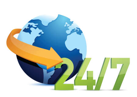 globe all day service concept illustration design over a white backgroundのイラスト素材