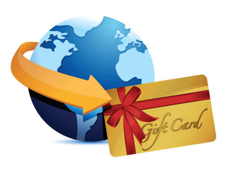 globe arrow and giftcard illustration design over a white backgroundのイラスト素材