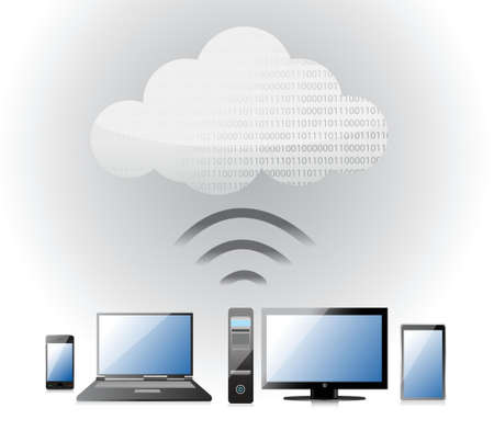 Cloud Computing electronic wifi Concept illustration design over whiteのイラスト素材