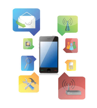 smart phone with icons illustration design on white backgroundのイラスト素材