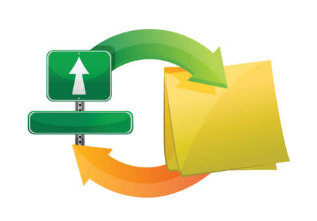 sign and post cycle illustration design over whiteのイラスト素材