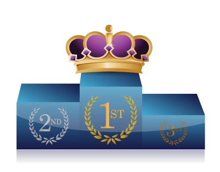 crown winner's podium illustration design on white backgroundのイラスト素材