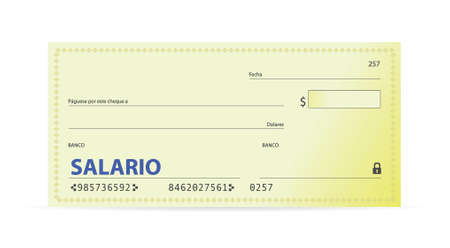 Salary check in spanish illustration design over whiteのイラスト素材