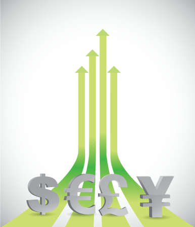 up arrows and currency symbols illustration design graphicのイラスト素材