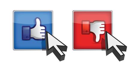 thumbs up and down buttons illustration design over white