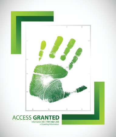 Biometric palm scanning screen with access granted text illustration designのイラスト素材