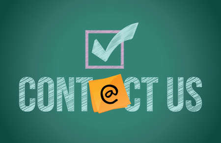 contact us and button illustration design written on blackboardのイラスト素材