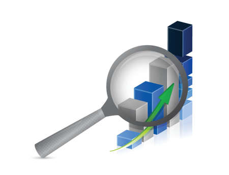 Business success bar graph with magnifying glass illustration designのイラスト素材