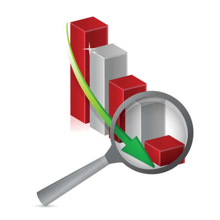 negative graph loupe with magnifying glass illustration designのイラスト素材