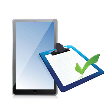 tablet and clipboard with checkmark illustration design over whiteのイラスト素材