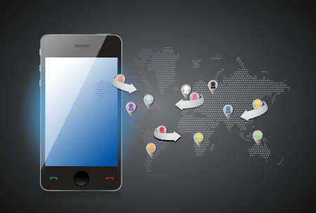 social media smartphone illustration design concept graphicのイラスト素材