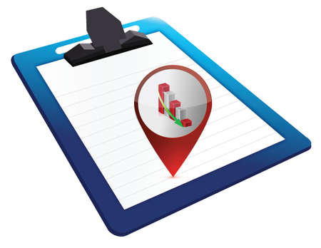 Clipboard with down graph illustration design over a white backgroundのイラスト素材