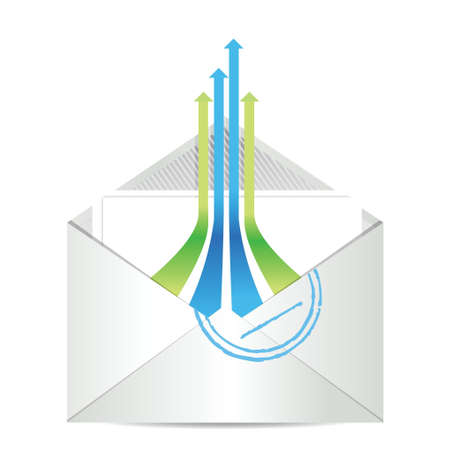 E-mail icon. Envelope mail with leader arrows illustration designのイラスト素材