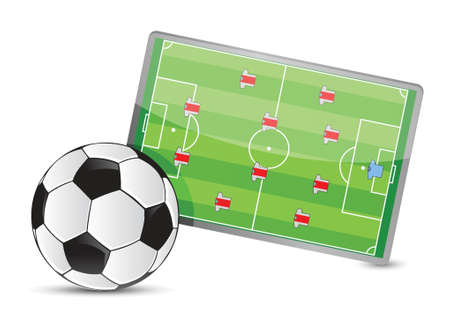 Soccer field tactic table, soccer balls illustration design over whiteのイラスト素材