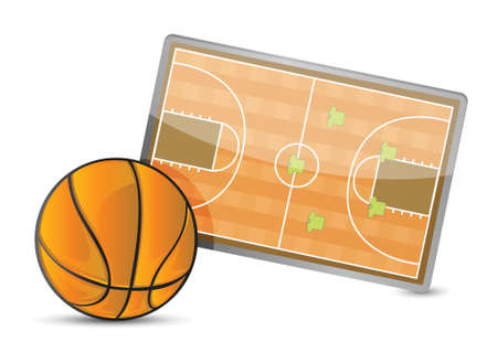 Basketball field tactic table, Basketball balls illustration design over whiteのイラスト素材