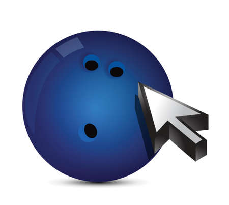 Bowling ball with cursor arrow - sport shopping concept illustrationのイラスト素材