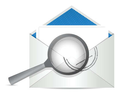 envelope with magnify glass in front illustration designのイラスト素材